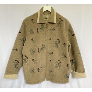 Vintage Brown Acorn Fall Fleece Jacket